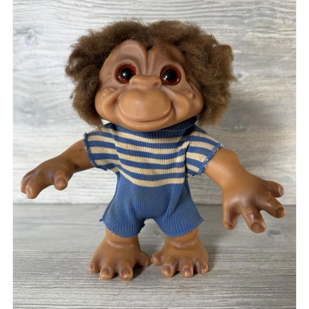 Vtg 1960's Dam Monkey Boy Sailor Troll Glass Eyes 8" Original Outfit & Marked